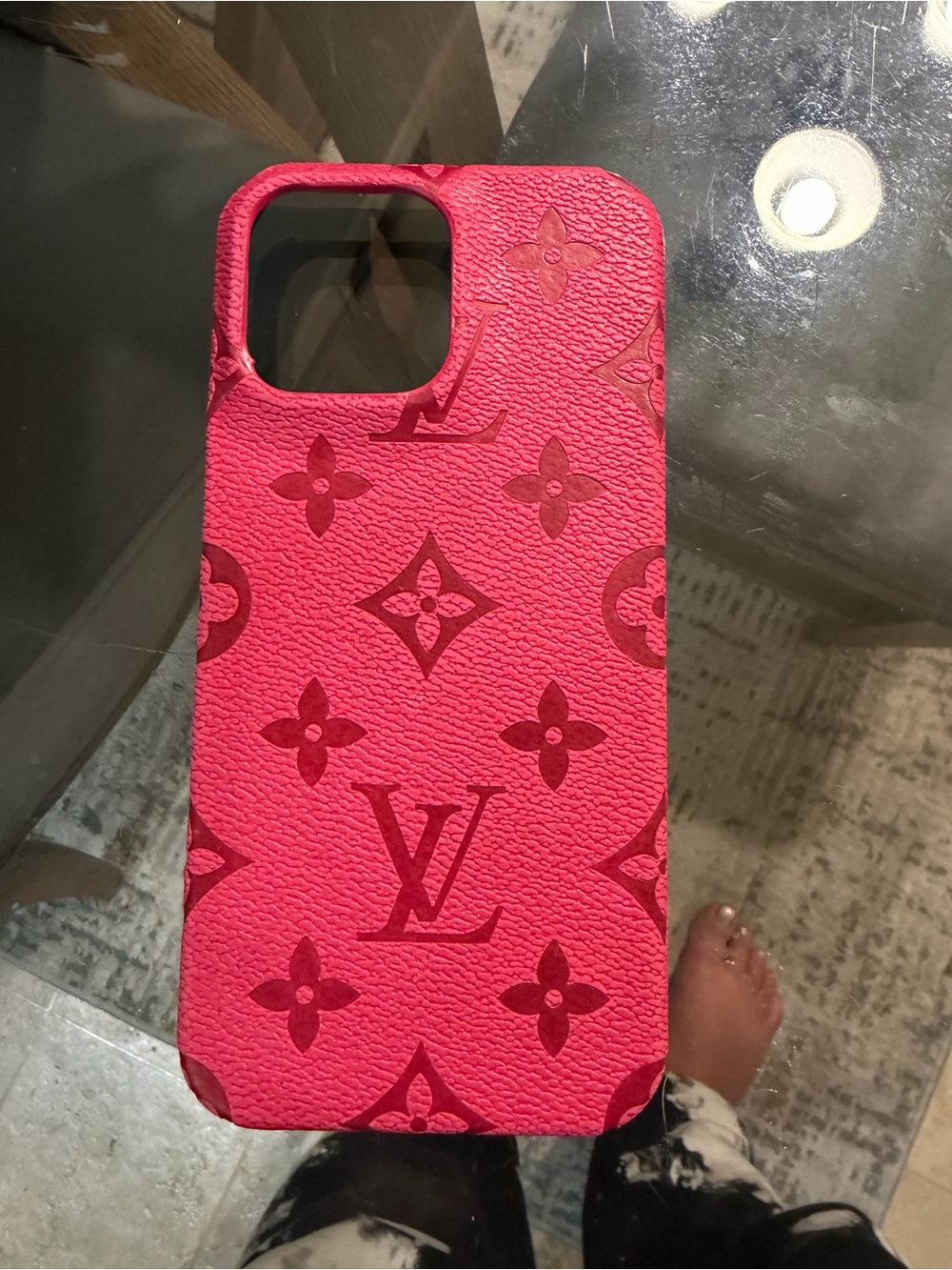 Louis Vuitton Hot Pink Monogram Leather Phone Case